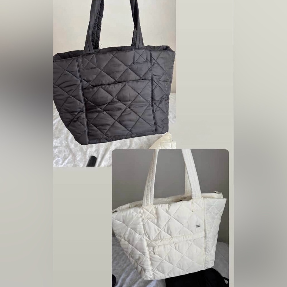 Quilted Black and White Tote Bag